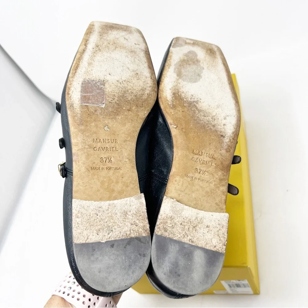 MANSUR GAVRIEL BLACK LEATHER BALLERINA FLATS MARY JANES WOMENS SZ 7.5 - Picture 4 of 12